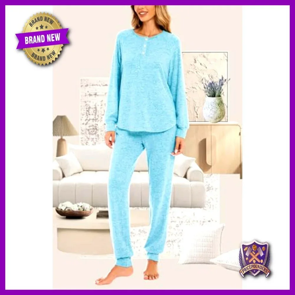 Long Sleeve Pajama Set with Joggers, Soft Brushed Jersey, XS Regular Fit